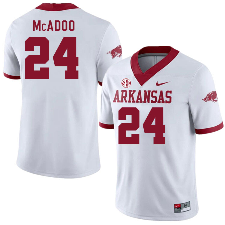 Men #24 Quincey McAdoo Arkansas Razorback College Football Jerseys Stitched Sale-Alternate White